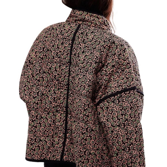 Free People | Black and Pink Floral Chloe Jacket - Picture 2 of 7